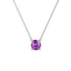 Round Amethyst 5.00 Mm Solitaire Pendant Necklace 14K Gold Jp:200202
