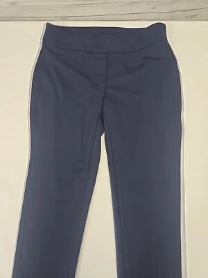 Chico's Stretch Pull On Navy Blue Ankle Pants Women's 4 Petite 0P Faux Pockets - Image 1 of 4