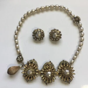 MARIAM HASKEL Vintage Barock Perle Halskette + Ohrringe signiert - Bild 1 von 12