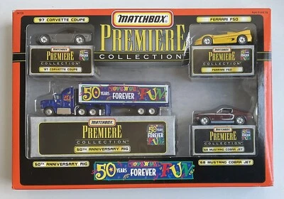 MATCHBOX PREMIERE COLLECTION FERRARI F50/MUSTANG COBRA JET/CORVETTE/50 YR RIG - Image 1 of 2