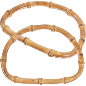 2 Bambus-Taschengriffe D-Form Holz Handgefertigt Für Strand- & Strohtaschen