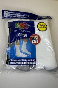 Men's Fruit Of The Loom Crew Socks Size 6-12 Slightly Imperfect 6-Pack - Picture 1 of 1