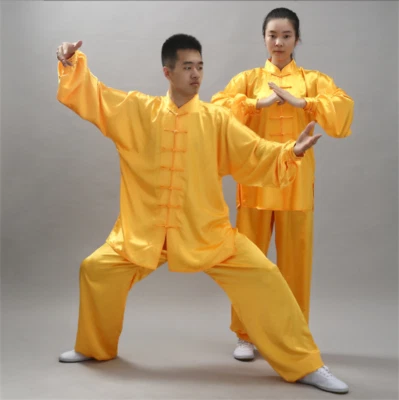 Chinese Women Men Kung Fu Uniform Martial Arts Wushu Tai Chi Suit Silk Yoga Sets - Image 1 of 4