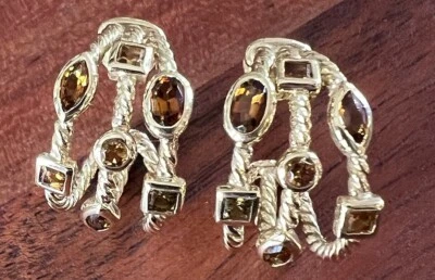 Pendientes tipo argolla de confeti de oro de 18 quilates David Yurman piedras de turmalina Foto 1 de 4