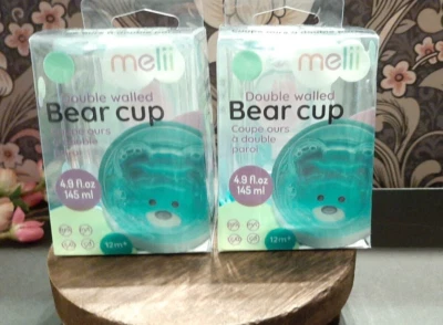2 x MELII двойной стены медведь чашка ~ дети медведь в форме питьевой чашки прозрачный новый 12 Mo + - Изображение 1 из 2