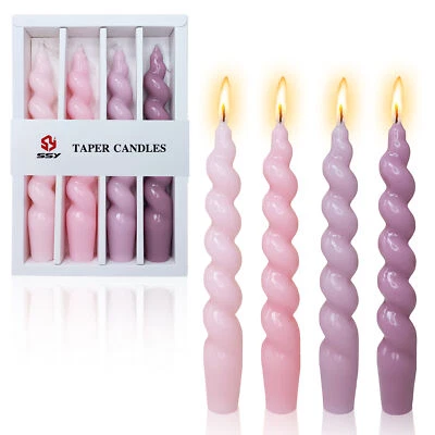 8 pack Colorful Spiral Taper Candlesticks Unscented Twist Romantic Dinner Candle - Image 1 of 4