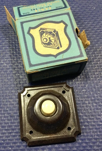 Bakelite Doorbell Push Button, Square No 143, Door Bell, Eagle Brown vintage Cover