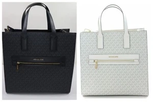 Michael Kors Kenly LARGE NS Tote Satchel Schultertasche schwarz/creme 498,00 $ - Bild 1 von 23