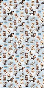 GORGEOUS  "MINATURE FUR BABIES"  DOGS  PRINTED CANVAS FABRIC SHEET HAIR BOWS - Picture 1 of 8