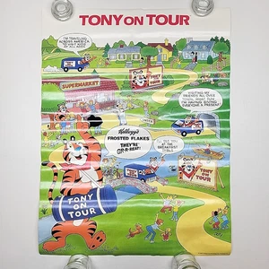 Póster de Kellogg's Tony the Tiger On Tour 1988 publicidad de cereales estadounidenses anuncio de los años 80 - Imagen 1 de 6