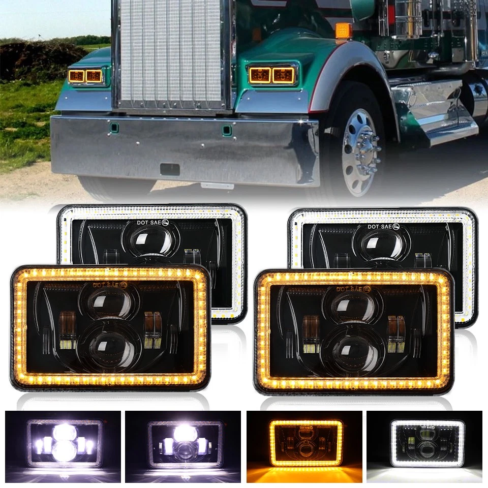 4 faros LED de 4x6 pulgadas luz de giro alto/bajo para Kenworth T800 T400 T600A W900 Foto 1 de 4