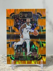 2023-24 Panini Select Damian Lillard Orange Flash Prizm #63 Milwaukee Bucks - Picture 1 of 6