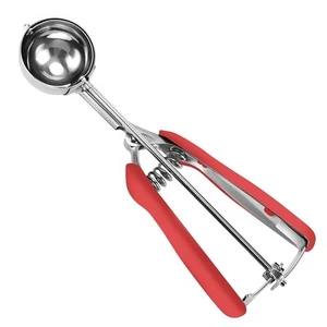 Medium Cookie Scoop Dough 2 Tablespoon Scooper Red Handle Spring-Loaded 18/8 - Picture 1 of 7