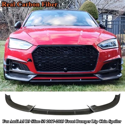 Настоящий карбоновый спойлер подбородок кромки переднего бампера для Audi A5 B9 Sline S5 2017-2019 США - Изображение 1 из 4