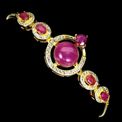 925 Sterling Silver Bracelet Round Ruby 9mm Natural Gemstone Jewelry 8 Inches - Image 1 of 4