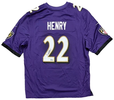 Camiseta deportiva Nike firmada por Derrick Henry Baltimore Ravens BAS Beckett Foto 1 de 3