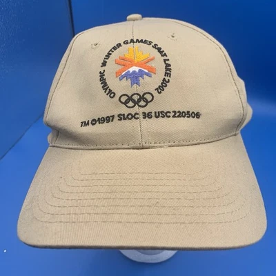 Vintage 2002 Salt Lake City Winter Olympics Hat Officially Licensed Beige Khaki - Image 1 of 4