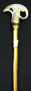 Tiche Porcelain Cane/Walking Stick W/ Gilded Brass Shaft-Made In Italy-35" Tall - Picture 1 of 5