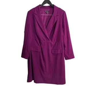 Maggy London Women's Long Sleeve Tuxedo Dress Wear to Work Size 16W NWOT Purple - Picture 1 of 9