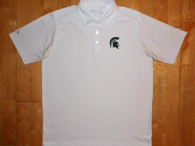 MSU Hombres MICHIGAN STATE UNIERSITY Spartans Rayas Blancas Grande L LG Polo Camisa Foto 1 de 4
