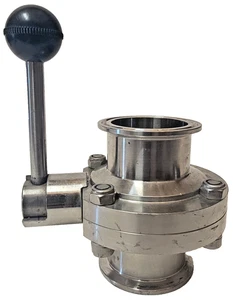 Válvula mariposa de acero inoxidable Dixon de 2" con mango B5101 316L - Imagen 1 de 7