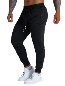 Mens Active Athletic Workout Jogger Sweatpants for Men with Zipper Pocket and... - Picture 1 of 8