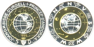 ANDORRA 5 diners bimetalica plata 1999 proof MILENIO - Millennium - Picture 1 of 3
