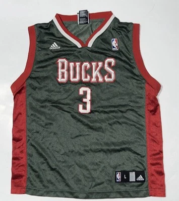 Camiseta deportiva vintage Adidas Milwaukee Bucks Brandon Jennings #3 para niño talla grande Foto 1 de 4
