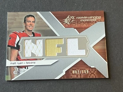 2008 08 UD SPx ROOKIE WINNING MATERIALS MATT RYAN DUAL JSY RC ROOKIE HIS # 2/199 - Image 1 of 2