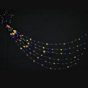 SOLAR Waterfall Star Strand Lights MULTI COLOUR 146 LED Outdoor Christmas - Picture 1 of 3