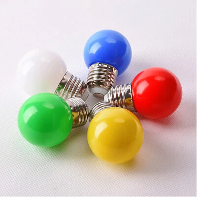 E27 B22 Coloured LED Light Bulbs Lamp Decor 1W G45 Red Yellow Blue White AC220V - Image 1 of 4