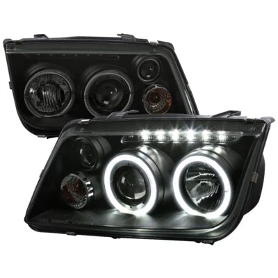 99-05 Volkswagen Jetta Bora MK4 Proyector Halo Faros Negro Lente Ahumada Foto 1 de 4