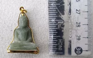 Seliger alter Jade Buddha Amulett Wat Phra That Lampang Luang HANDARBEIT - Bild 1 von 4