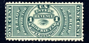 US RS31d 1c Private Die Medicine 1871 W. T. Blow watermark unused OG hinged - Picture 1 of 2