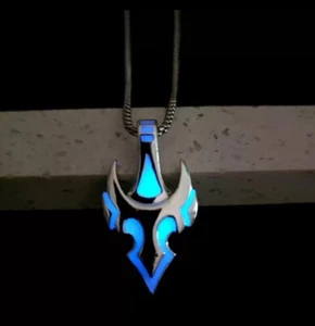 Mens Boy Hip Hop Magical Glowing Blue Luminous Flame Anchor Pendant Necklace - Picture 1 of 6