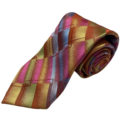 Corbata Jerry Garcia 100% Seda Colección 39 Rosa/Naranja/Azul Edición Limitada 2004 Foto 1 de 4