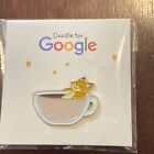 Doodle For GOOGLE Collectable PIN Cat In a coffee Cup Super Rare New In Package