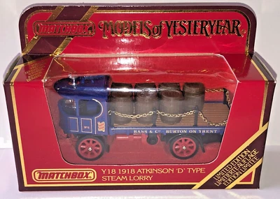 Matchbox, Models of Yesteryear Y-18, 1918 Atkinson Modell D Dampfwagen, Neu ,OVP - Bild 1 von 4