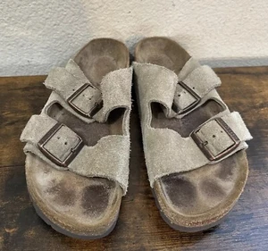 Birkenstock 6 Arizona Taupe Suede Leather Soft Footbed  EU 37 Women/Men - Picture 1 of 5