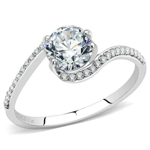 Engagement / Wedding Ring with Stainless Steel & AAA Grade CZ Clear - Picture 1 of 4