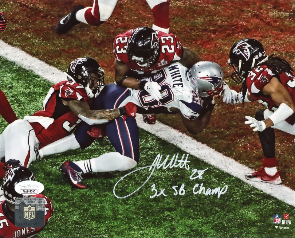 JAMES SPENCE AUTHENTICATION (JSA) James White "3x SB Champ" Autographed 8x10 Photo (JSA)