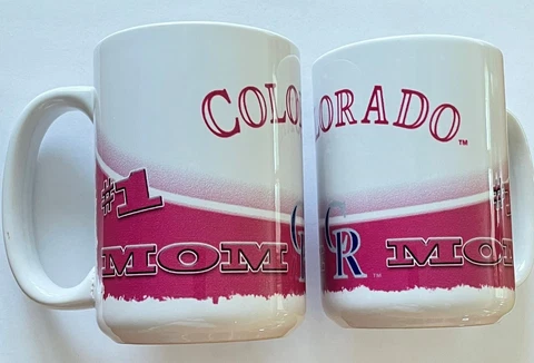 Set of 2 MLB Colorado Rockies 15 Oz Jumbo Coffee Tea Mugs Cups Mom Cover