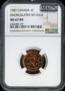 1987 Canada Small Cent NGC MS67 RD MAC - Quality - Picture 1 of 2