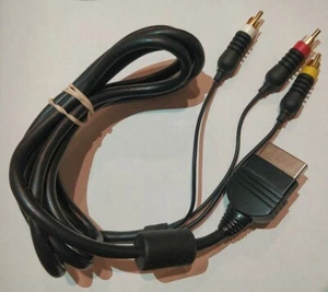 XBOX Branded OEM Composite AV Cable Black Microsoft Video Game Gold Tip 3 Ports - Picture 1 of 2