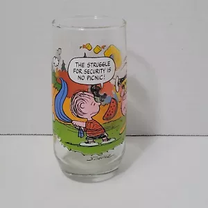 McDonalds Camp Snoopy The Struggle For Security Is No Picnic Vintage Glass - Picture 1 of 3
