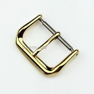 Gold Solid Stainless Steel Polished Watch Band Strap Pin Buckle Clasp 10~20 mm - Picture 1 of 3