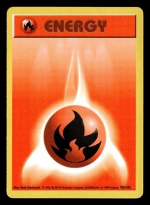 1999 Pokémon Base Set Shadowless RED FIRE ENERGY 98/102 LP - Picture 1 of 2