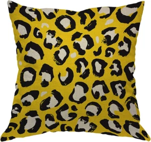 Throw Pillow Cover Yellow Black Leopard Pattern Cheetah Jaguar Big Cat Animal Sk - Picture 1 of 4