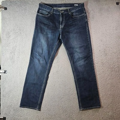 Pantalones de mezclilla Calvin Klein para hombre 34x31 ajustados rectos lavado oscuro cremallera mosca Foto 1 de 4