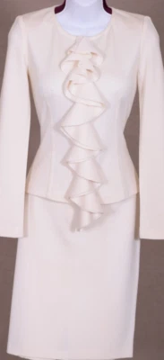 Chaqueta para mujer ST.JOHN tejida crema con volantes y falda nueva con etiquetas talla 6 Foto 1 de 4